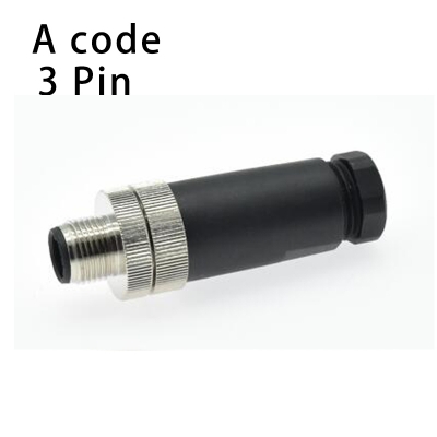 M12 3pin plastic straight male plug