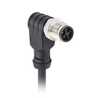 M12 S code 4pin right angle male cable plug