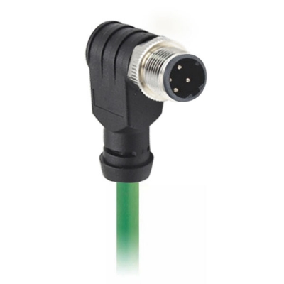 M12 D code 4pin right angle male cable plug